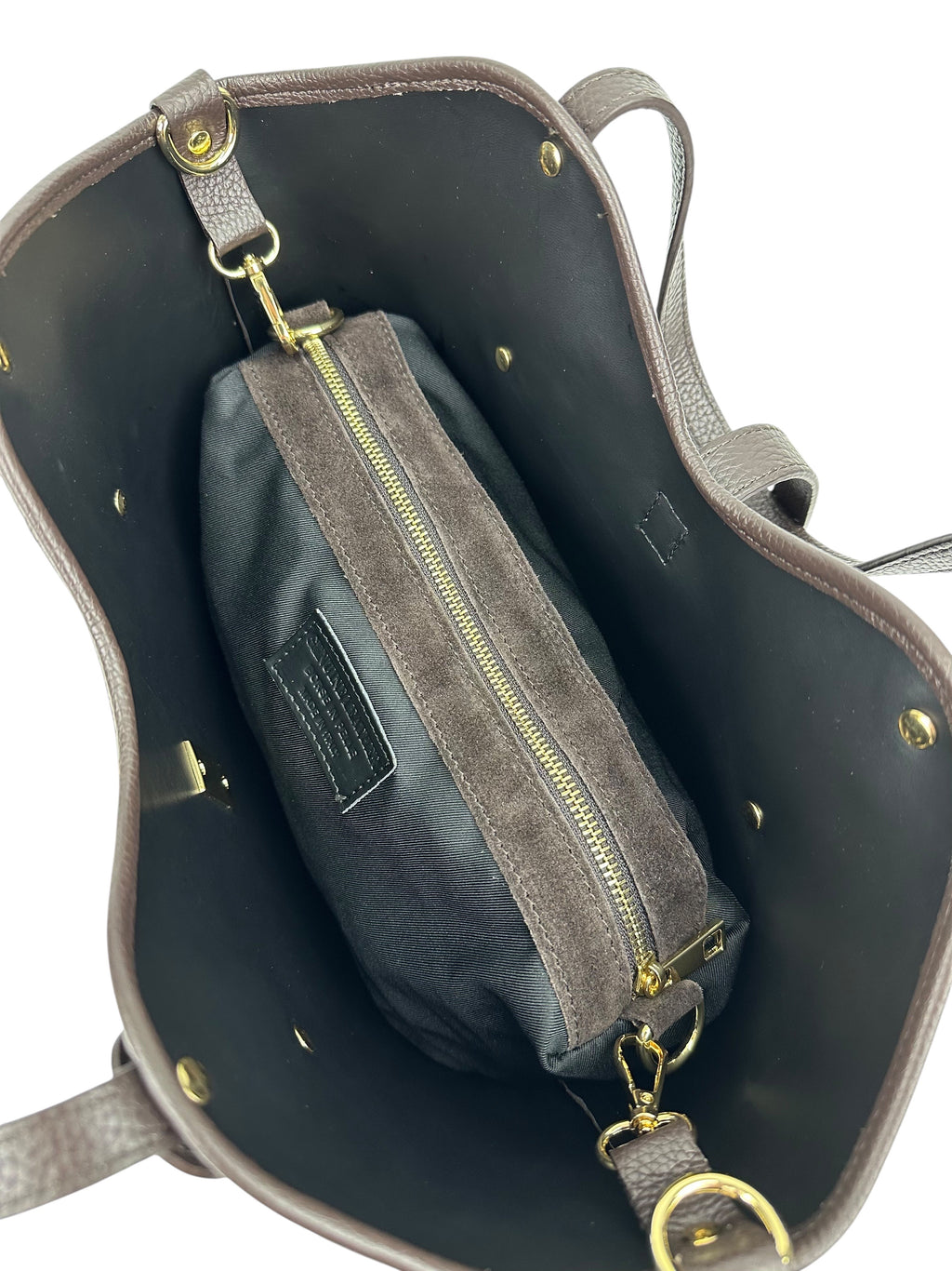 HE1093 Dark Brown Suede Tote Bag