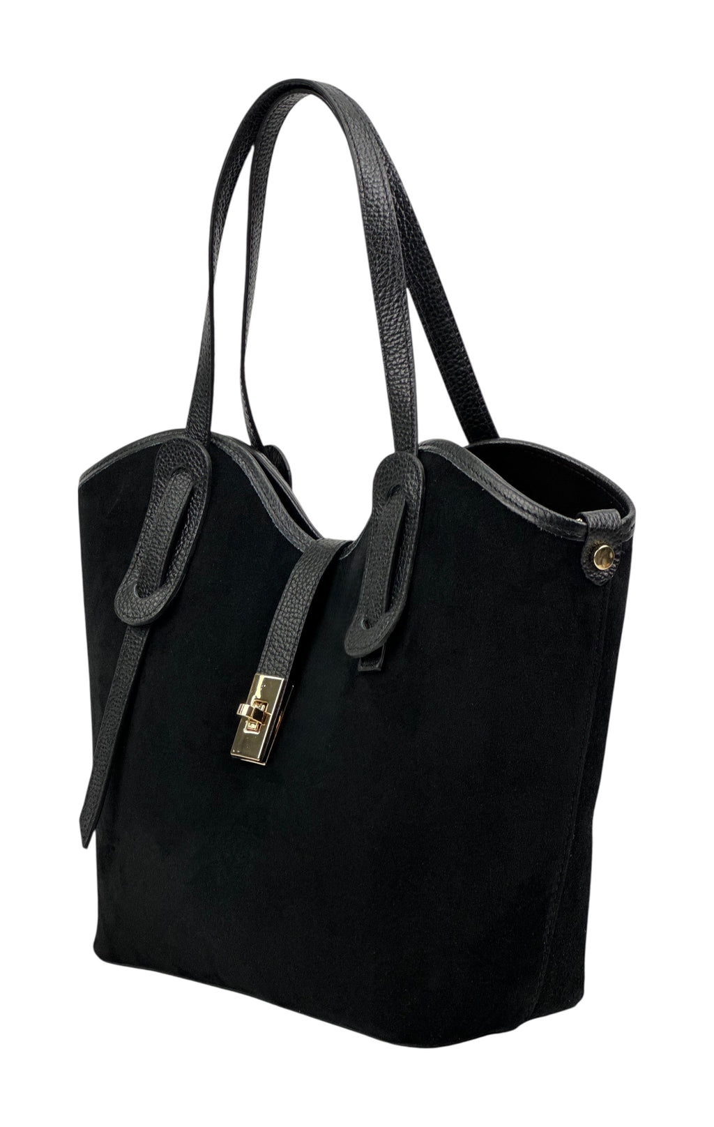 HE1094 Black Suede Tote Bag