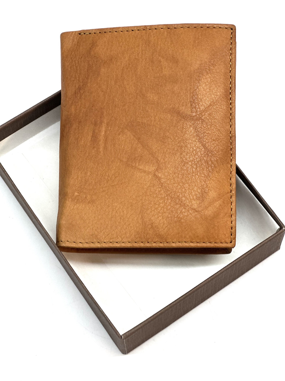 HE110 Tan Vertical Bifold Wallet