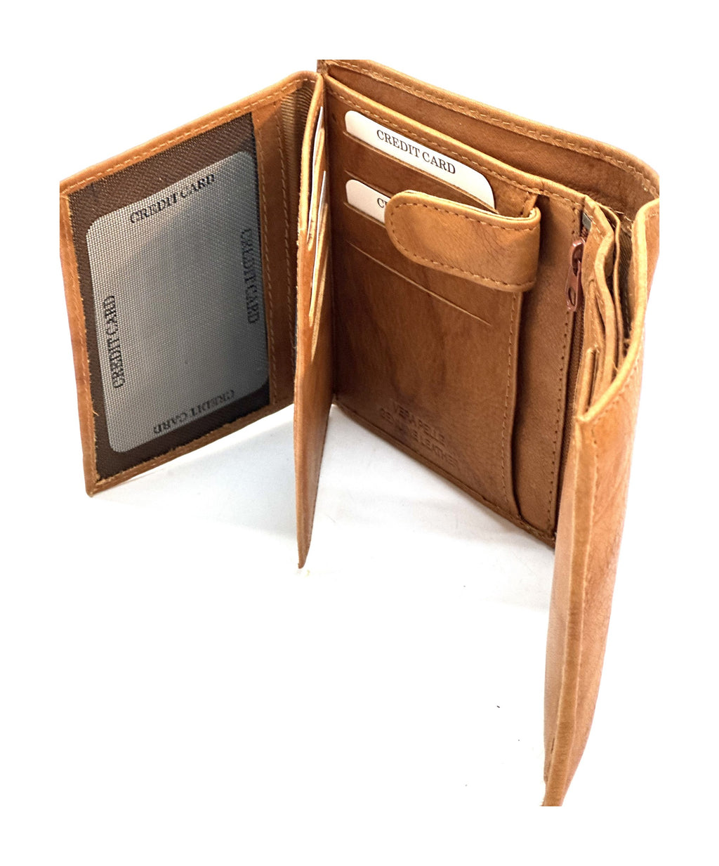 HE110 Tan Vertical Bifold Wallet