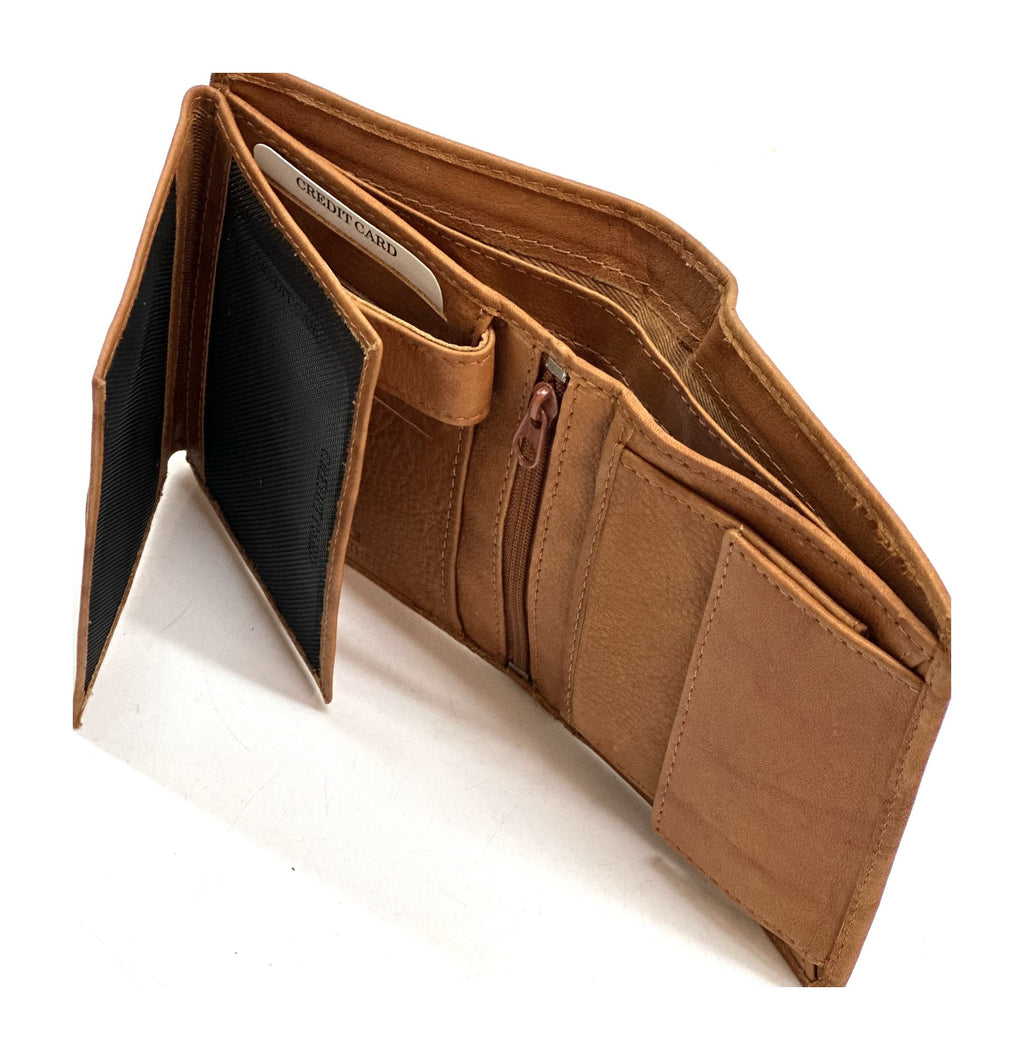 HE110 Tan Vertical Bifold Wallet