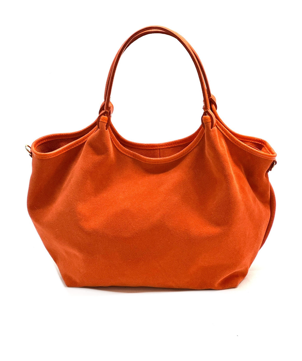 HE1100 Orange Slouchy Suede Tote Bag