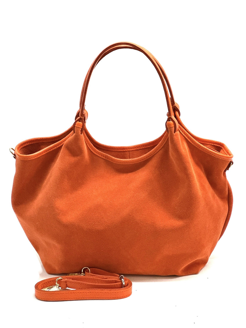 HE1100 Orange Slouchy Suede Tote Bag