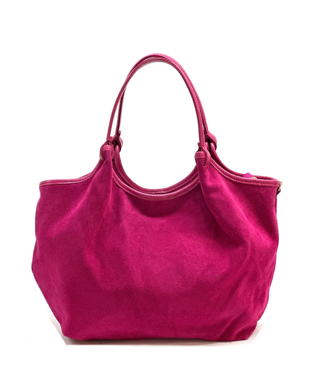 HE1101 Fuchsia Slouchy Suede Tote Bag