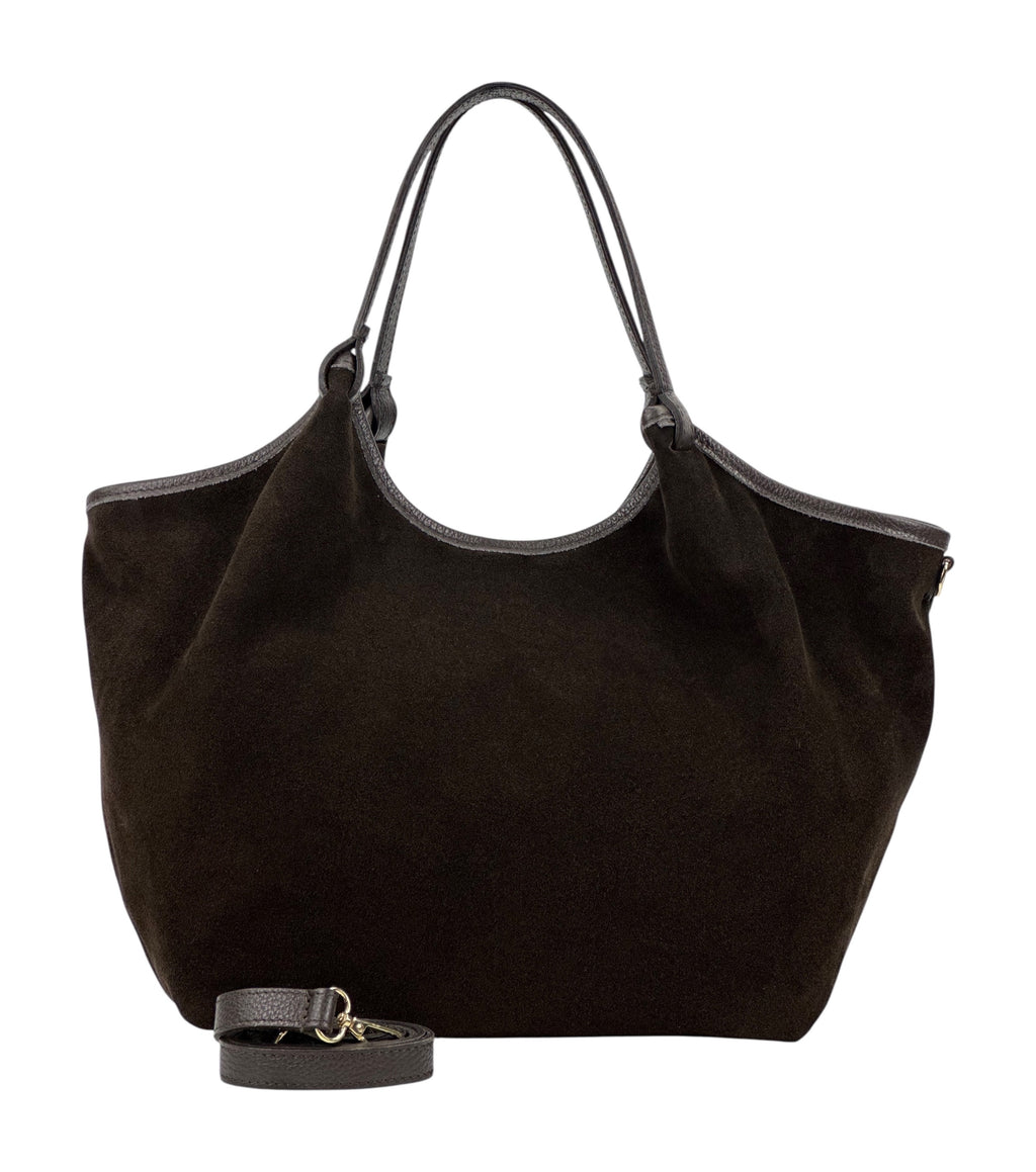 HE1105 Dark Brown Slouchy Suede Tote Bag