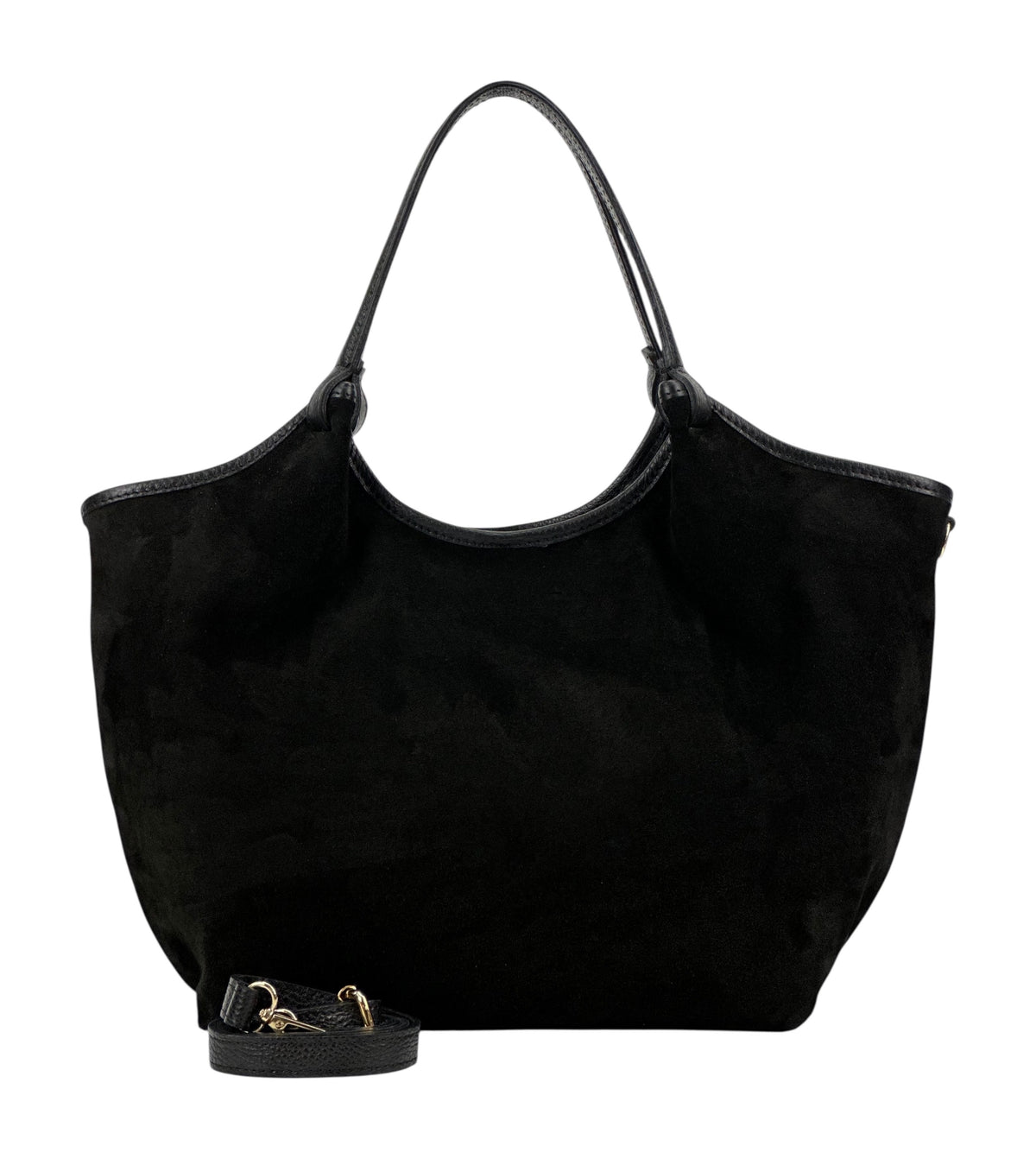 HE1106 Black Slouchy Suede Tote Bag