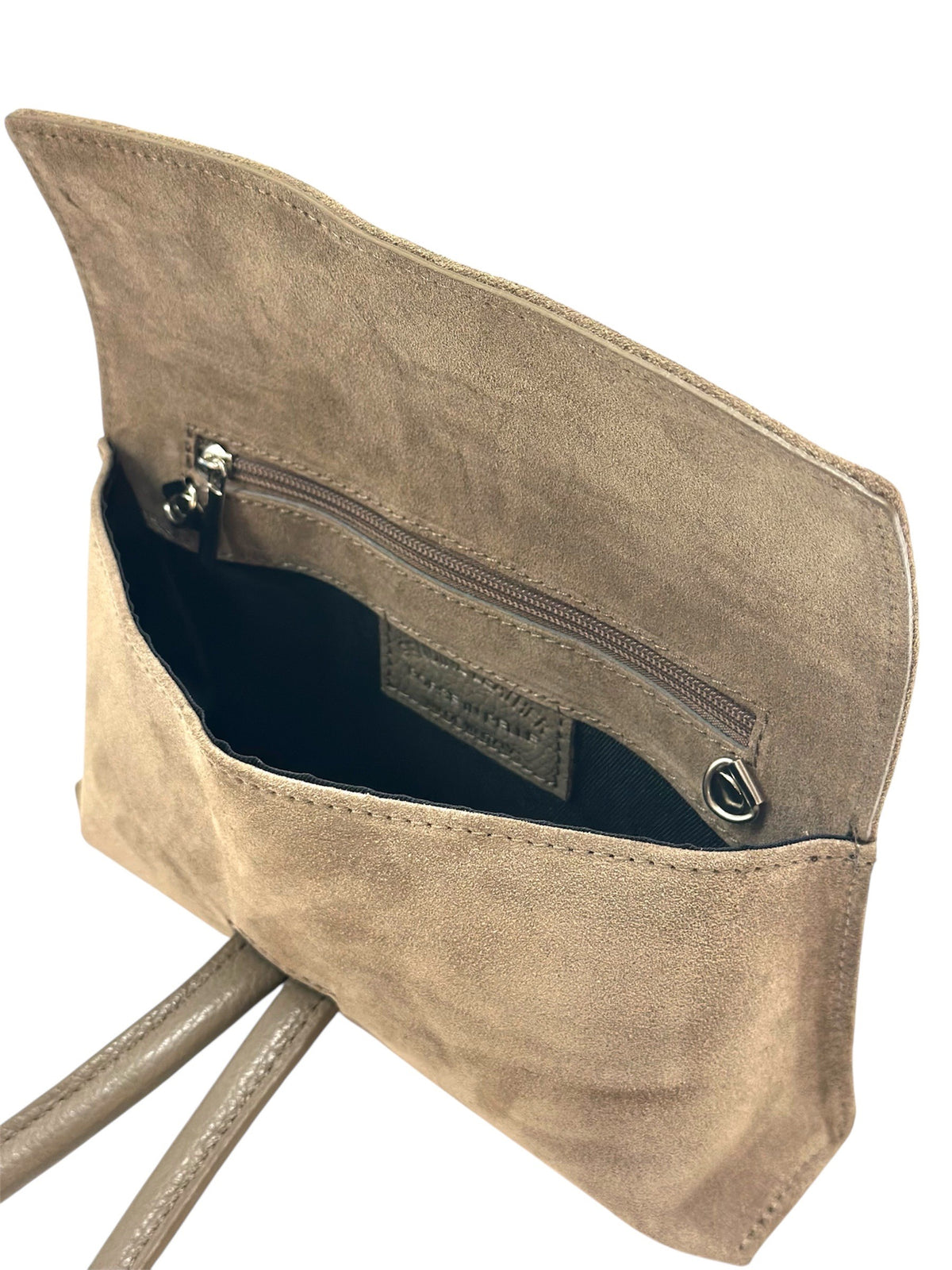 HE1107 Dark Taupe Knot Suede Clutch