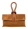 HE1108 Dark Tan Knot Suede Clutch