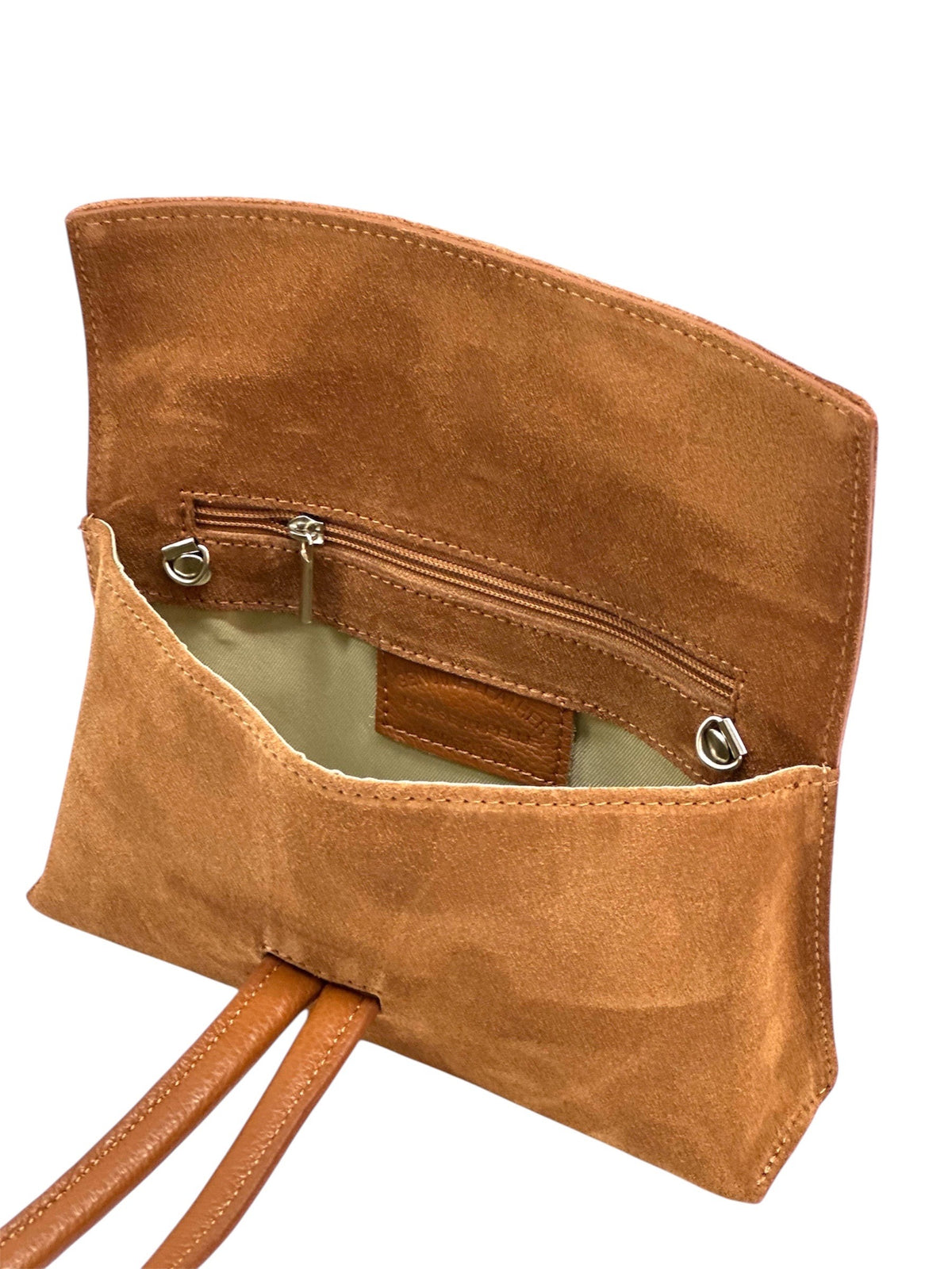 HE1108 Dark Tan Knot Suede Clutch
