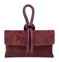 HE1109 Burgundy Knot Suede Clutch