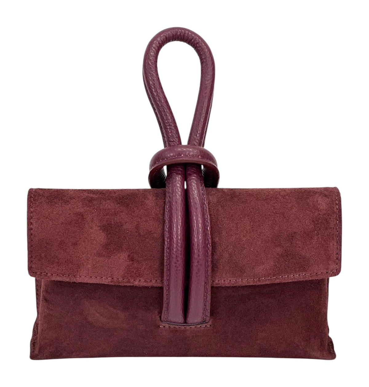 HE1109 Burgundy Knot Suede Clutch