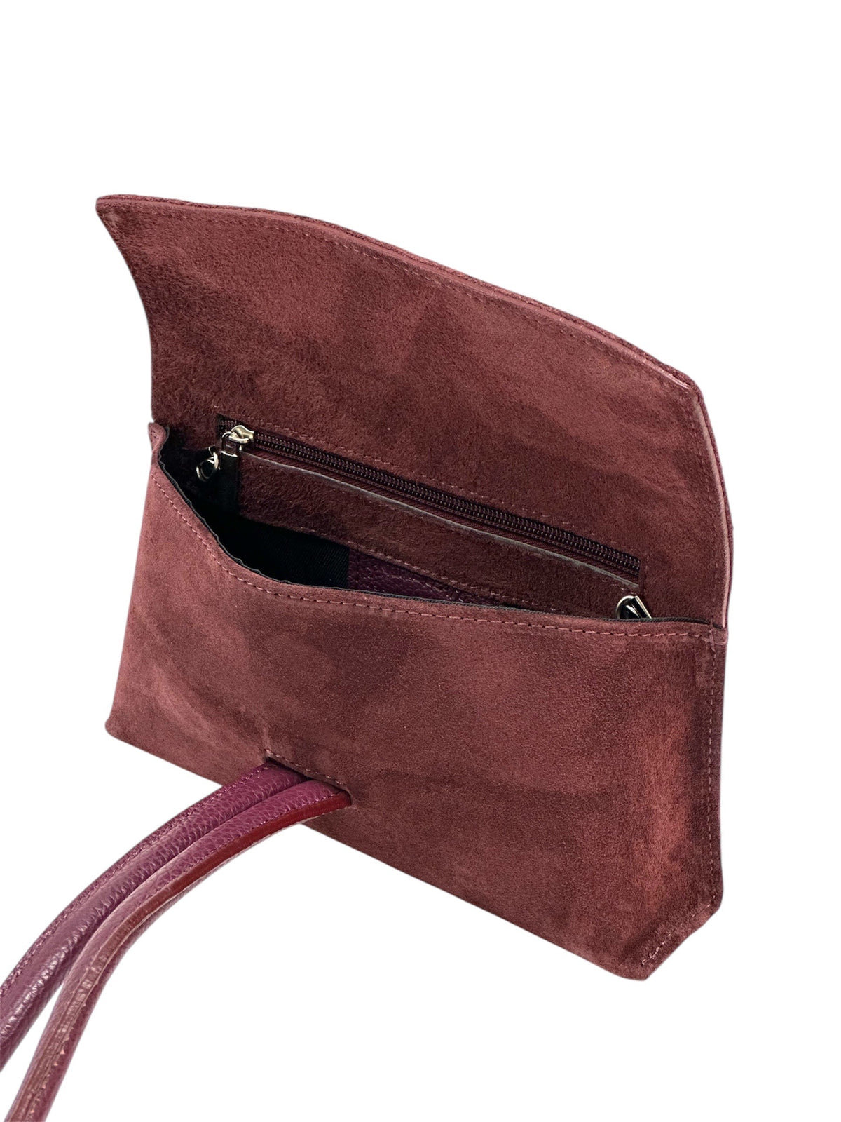 HE1109 Burgundy Knot Suede Clutch