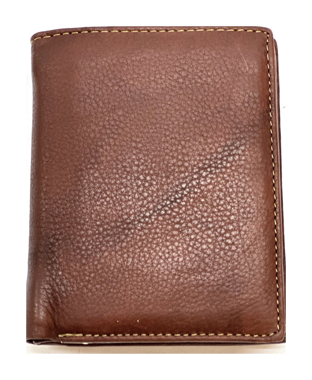 HE111 Mahogany Brown Vertical Bifold Wallet