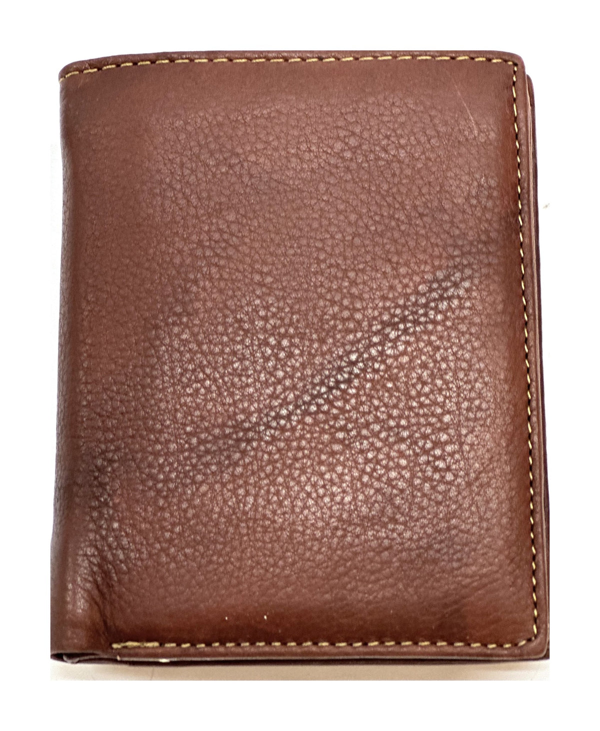 HE111 Mahogany Brown Vertical Bifold Wallet