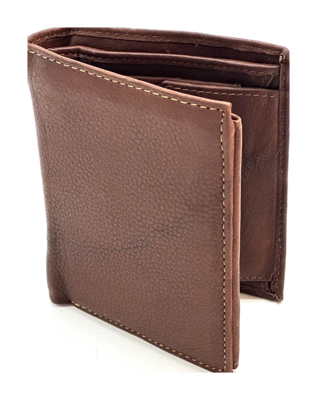 HE111 Mahogany Brown Vertical Bifold Wallet