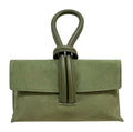 HE1110 Military Green Knot Suede Clutch