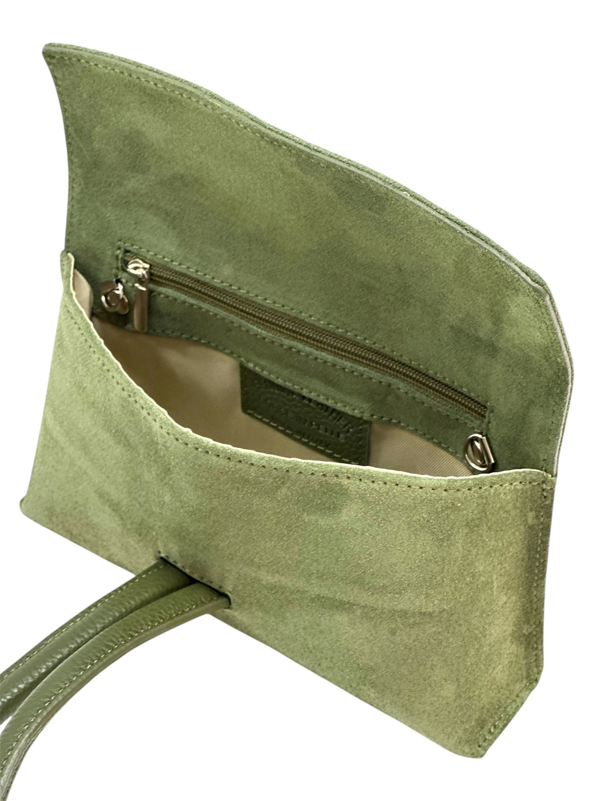 HE1110 Military Green Knot Suede Clutch