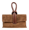 HE1111 Brown Knot Suede Clutch