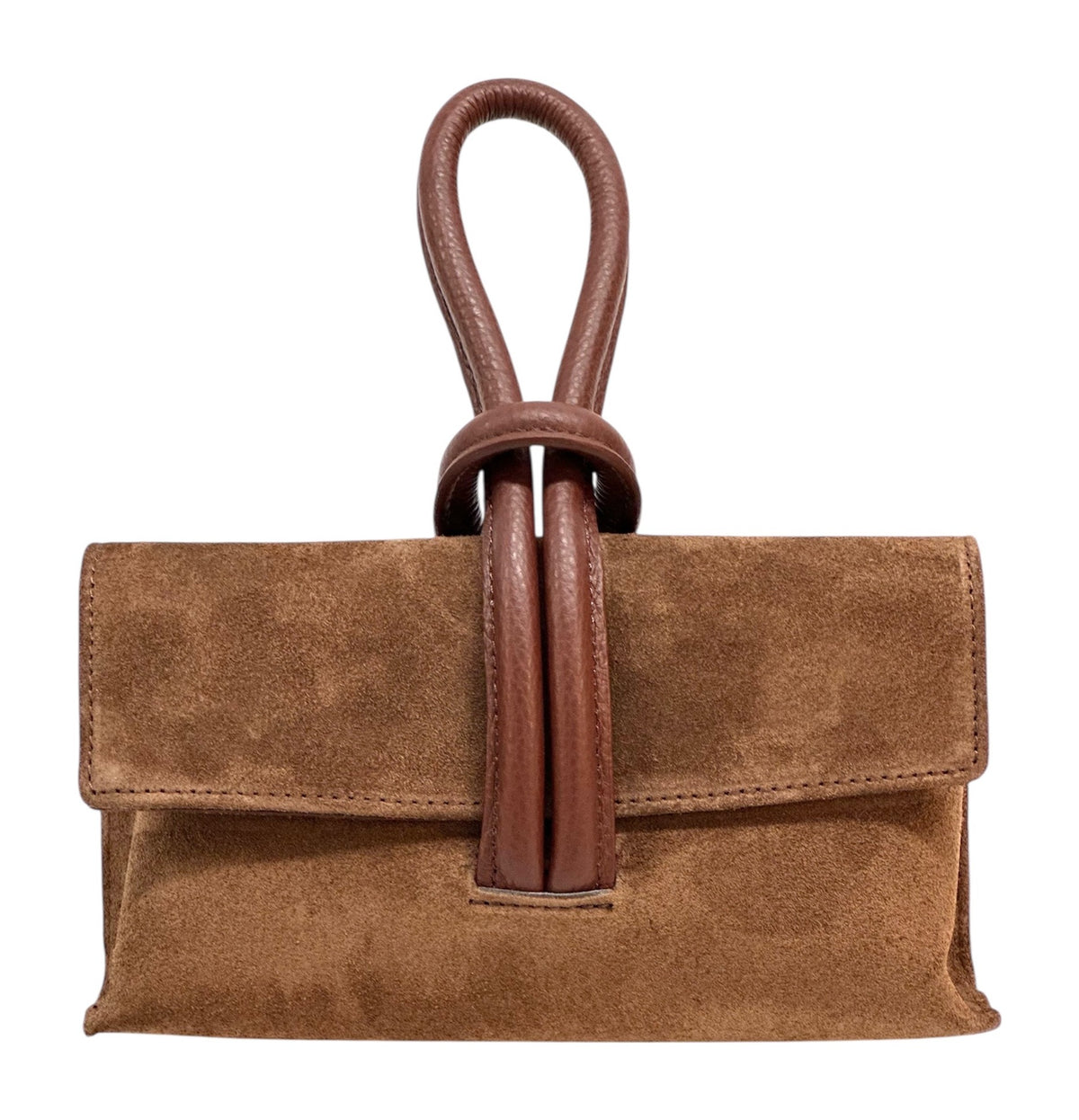 HE1111 Brown Knot Suede Clutch