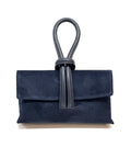 HE1113 Navy Knot Suede Clutch