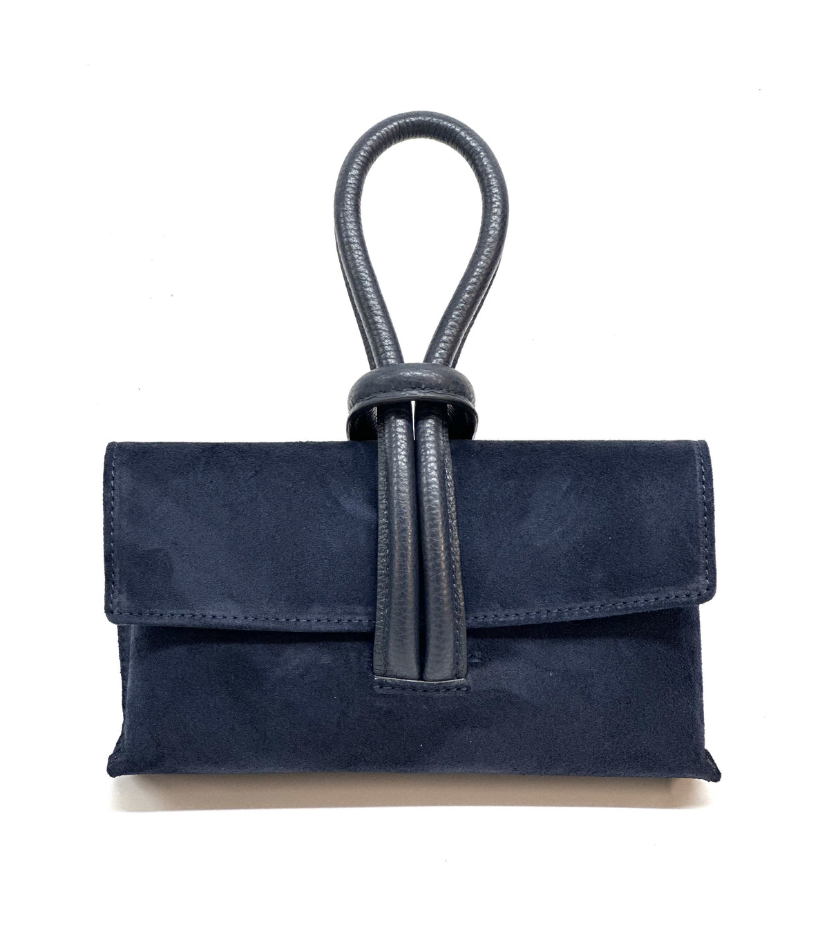 HE1113 Navy Knot Suede Clutch