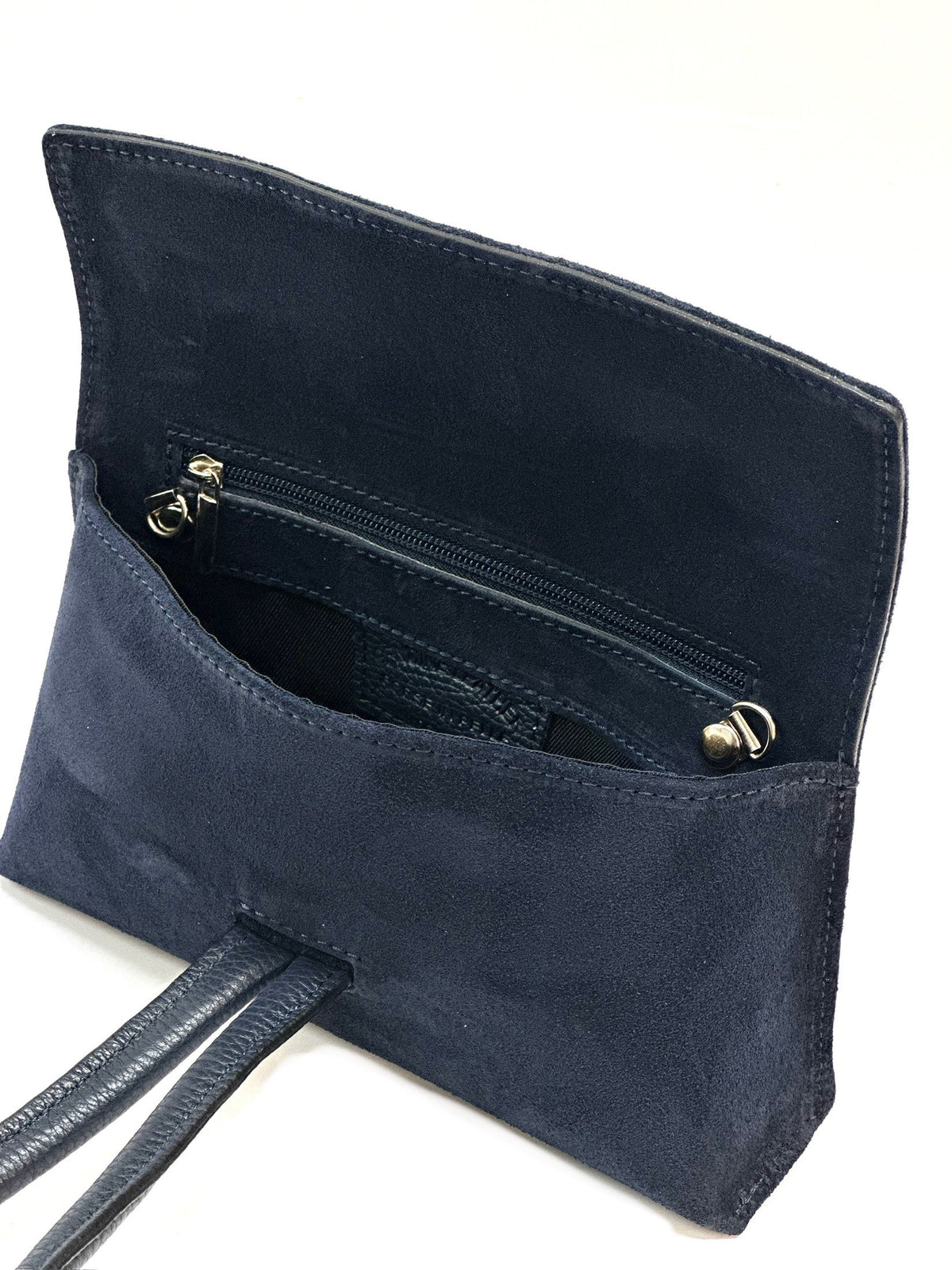 HE1113 Navy Knot Suede Clutch