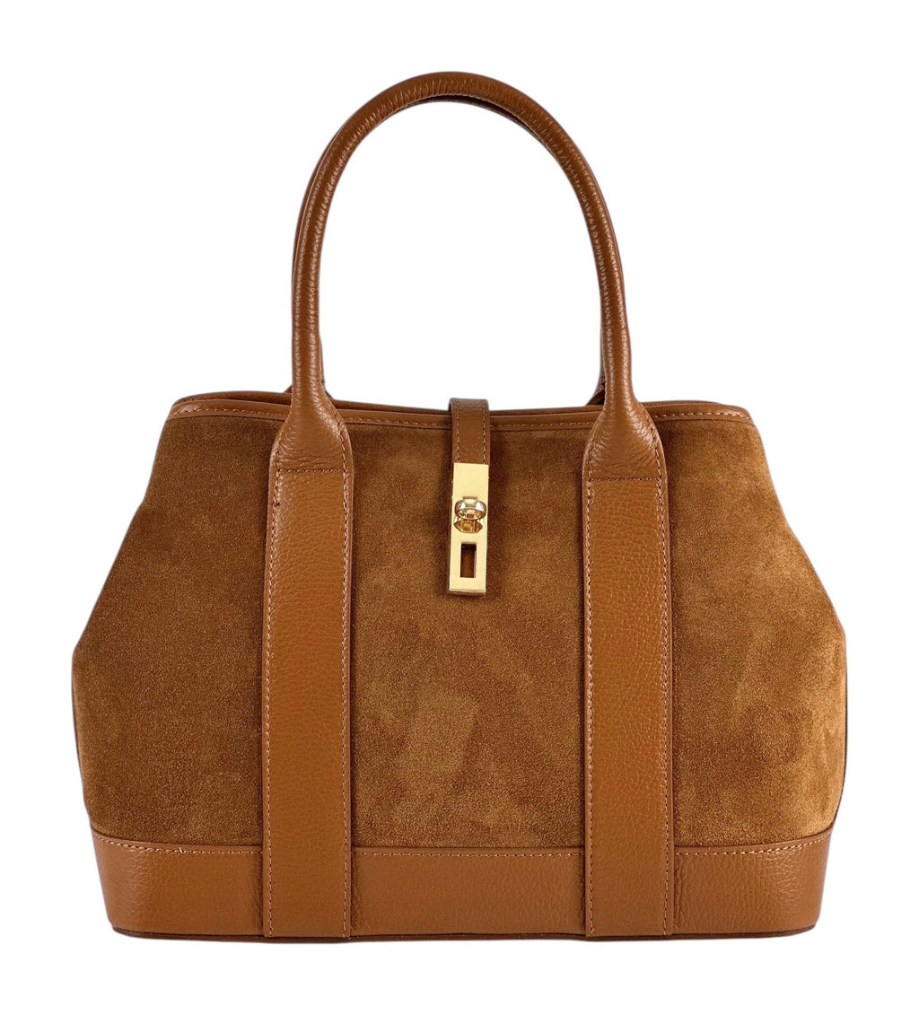 HE1115 Dark Tan Suede Satchel