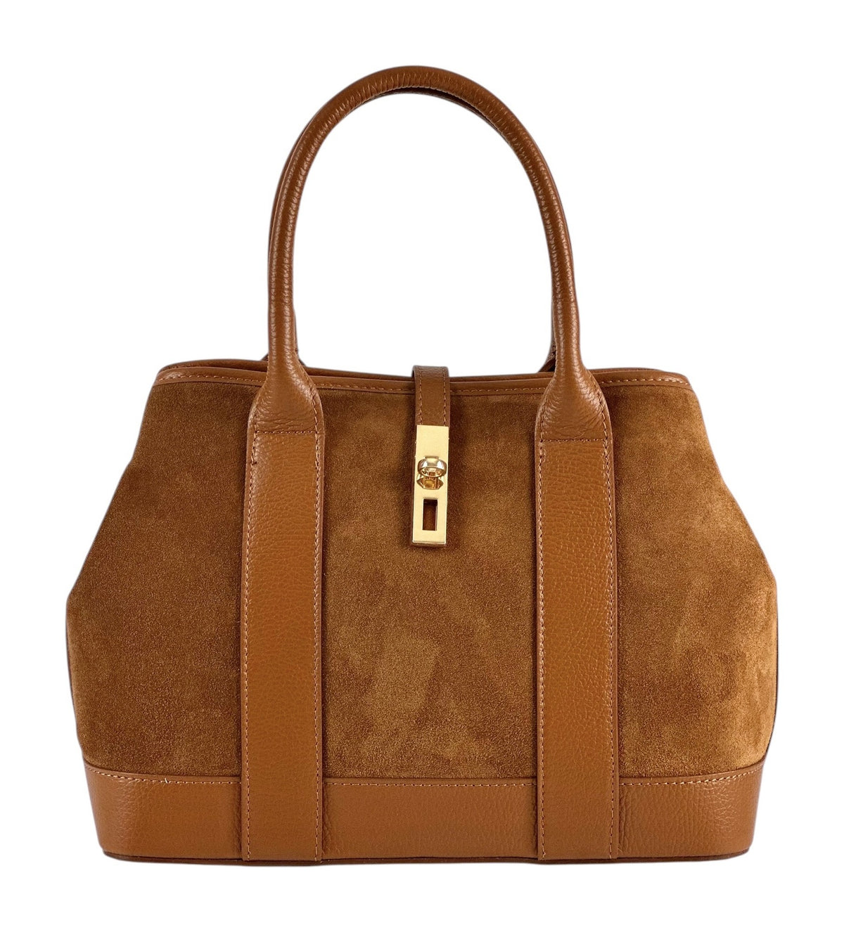 HE1115 Dark Tan Suede Satchel