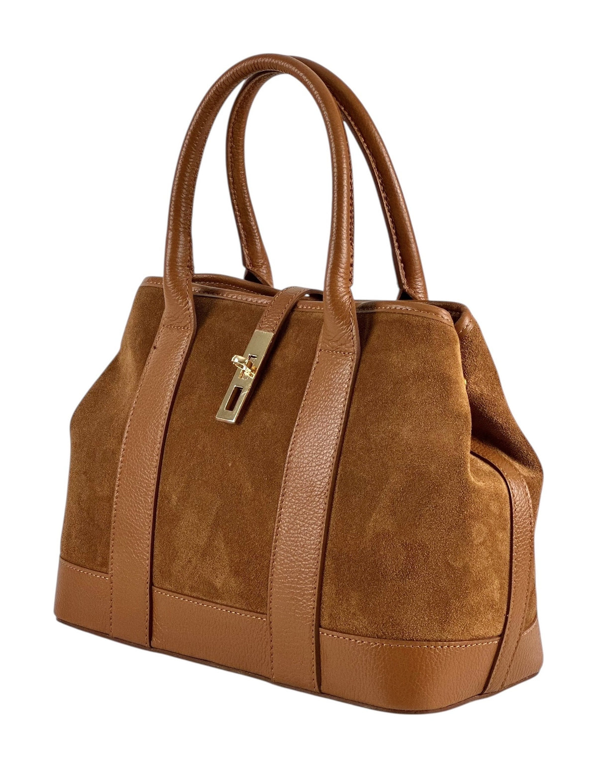 HE1115 Dark Tan Suede Satchel