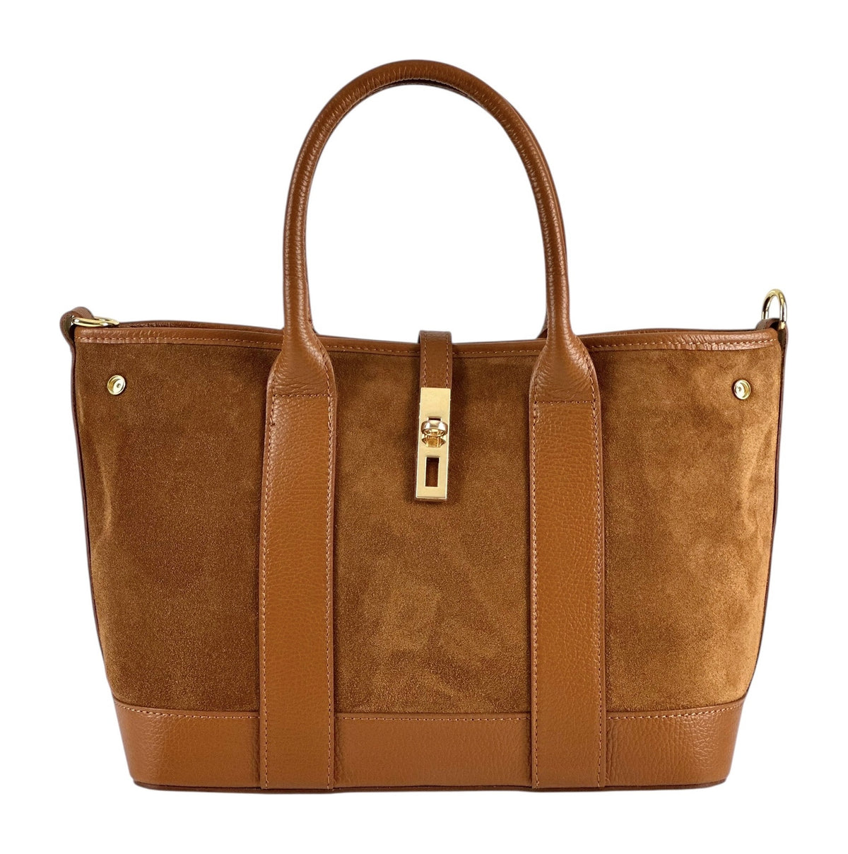 HE1115 Dark Tan Suede Satchel
