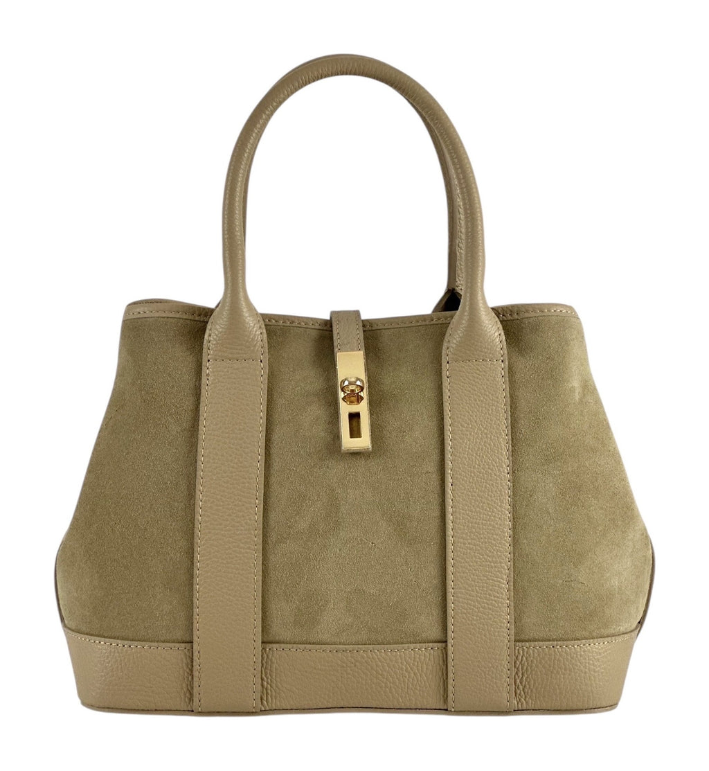 HE1116 Medium Taupe Suede Satchel