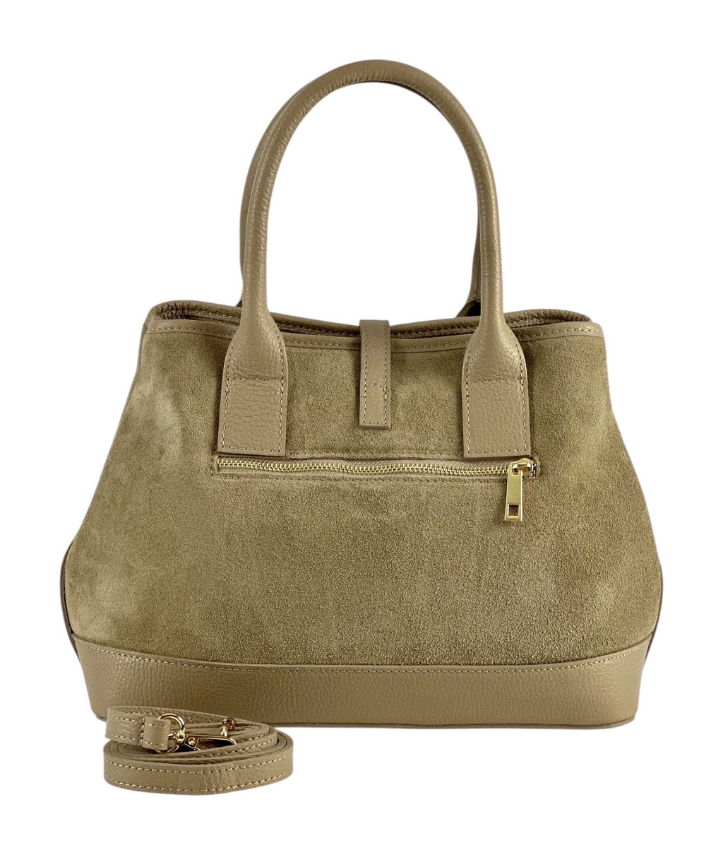 HE1116 Medium Taupe Suede Satchel