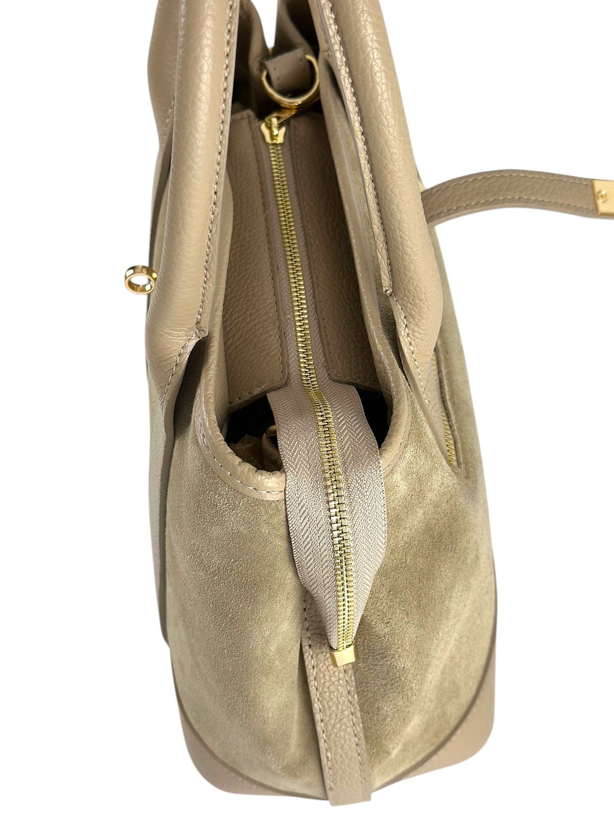 HE1116 Medium Taupe Suede Satchel
