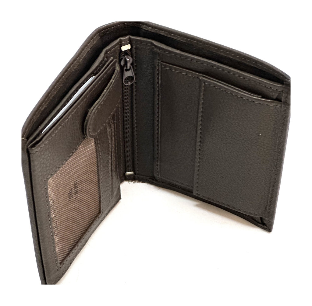 HE112 Dark Brown Vertical Bifold Wallet