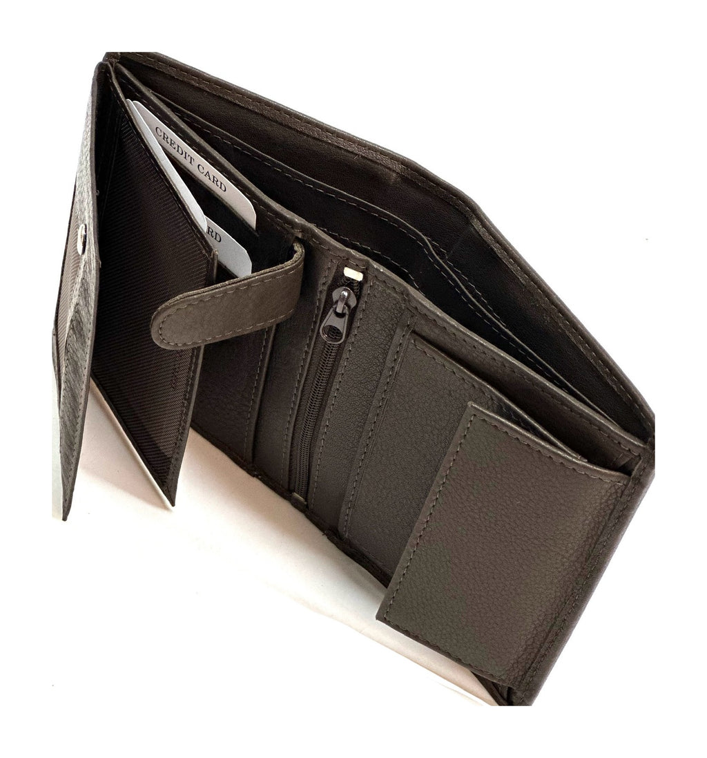 HE112 Dark Brown Vertical Bifold Wallet