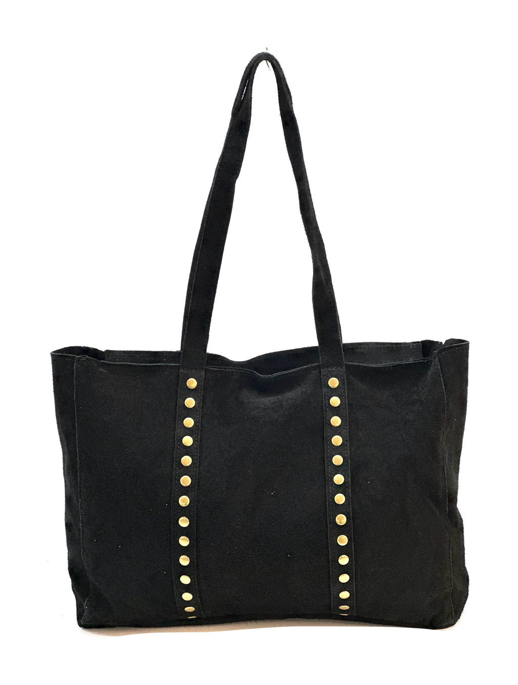 HE1127 Black Studded Suede Shopper Bag