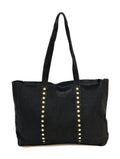 HE1127 Black Studded Suede Shopper Bag