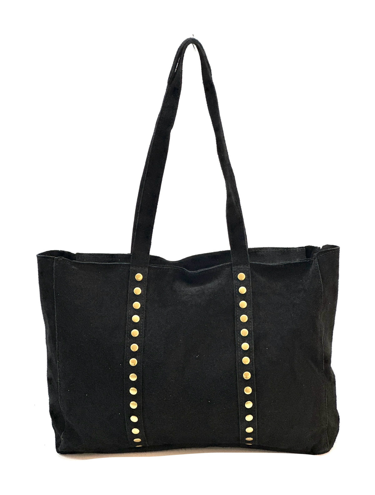 HE1127 Black Studded Suede Shopper Bag