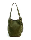 HE1129 Military Green Suede Bucket Bag