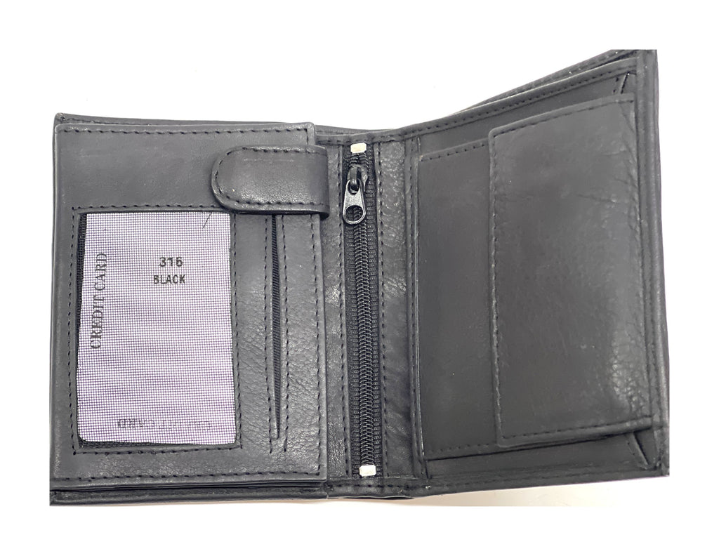 HE113 Black Vertical Bifold Wallet
