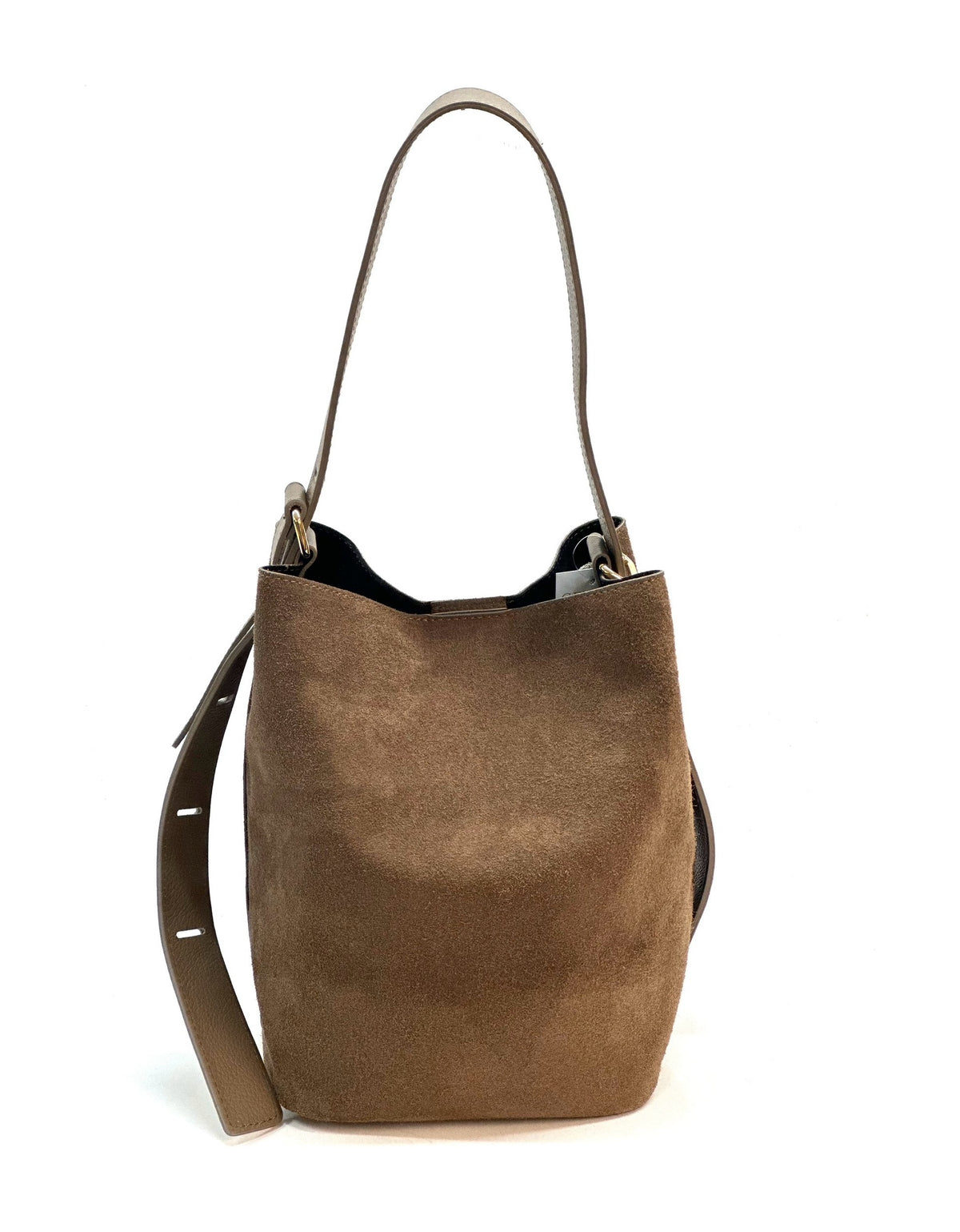 HE1130 Dark Taupe Suede Bucket Bag