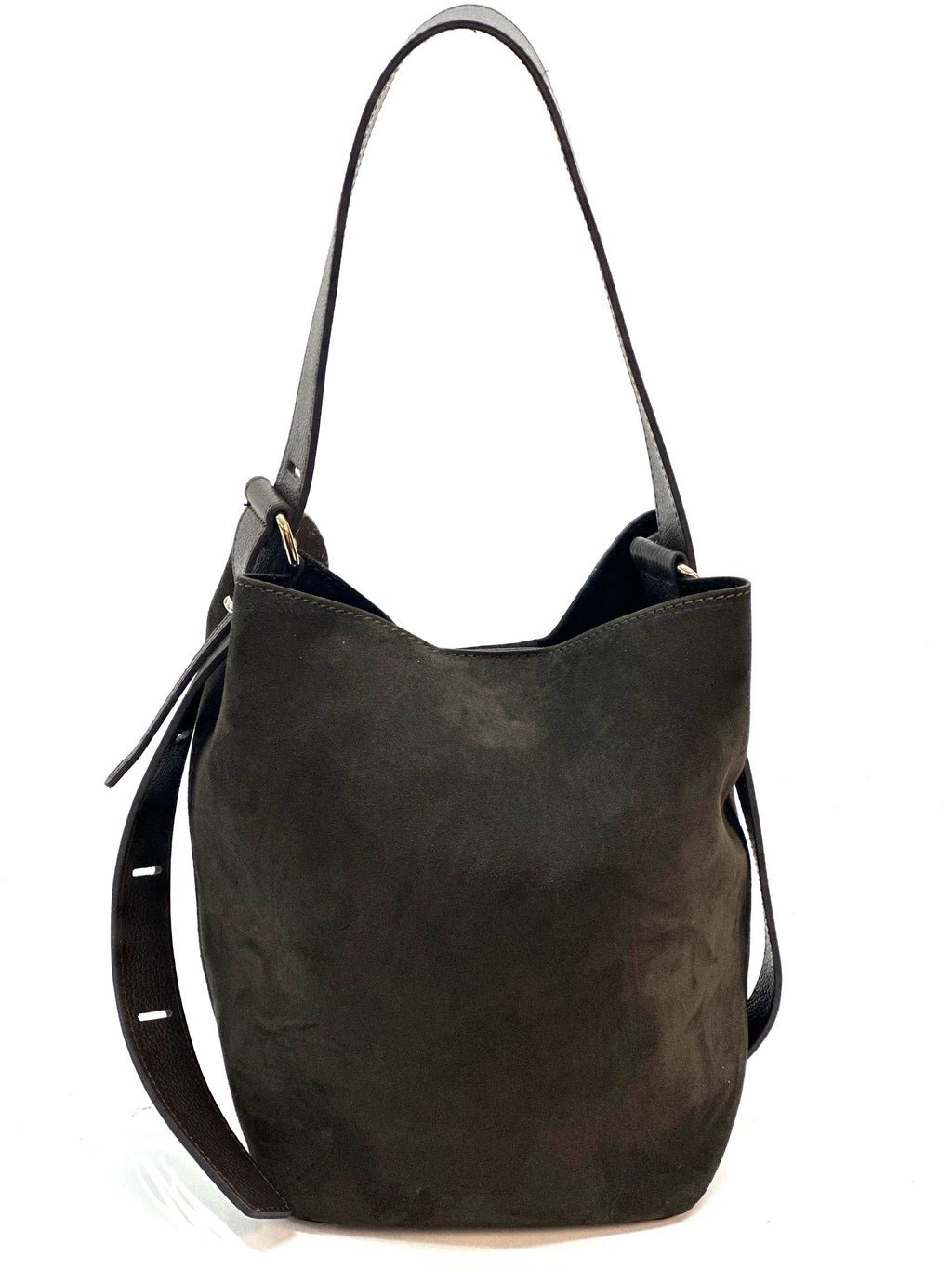 HE1131 Dark Brown Suede Bucket Bag