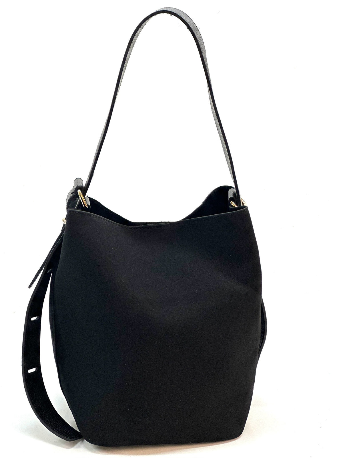 HE1132 Black Suede Bucket Bag