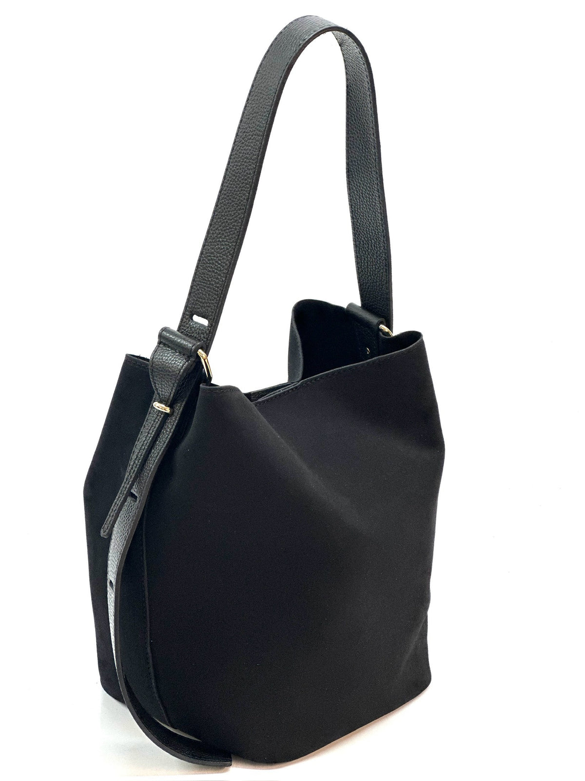 HE1132 Black Suede Bucket Bag