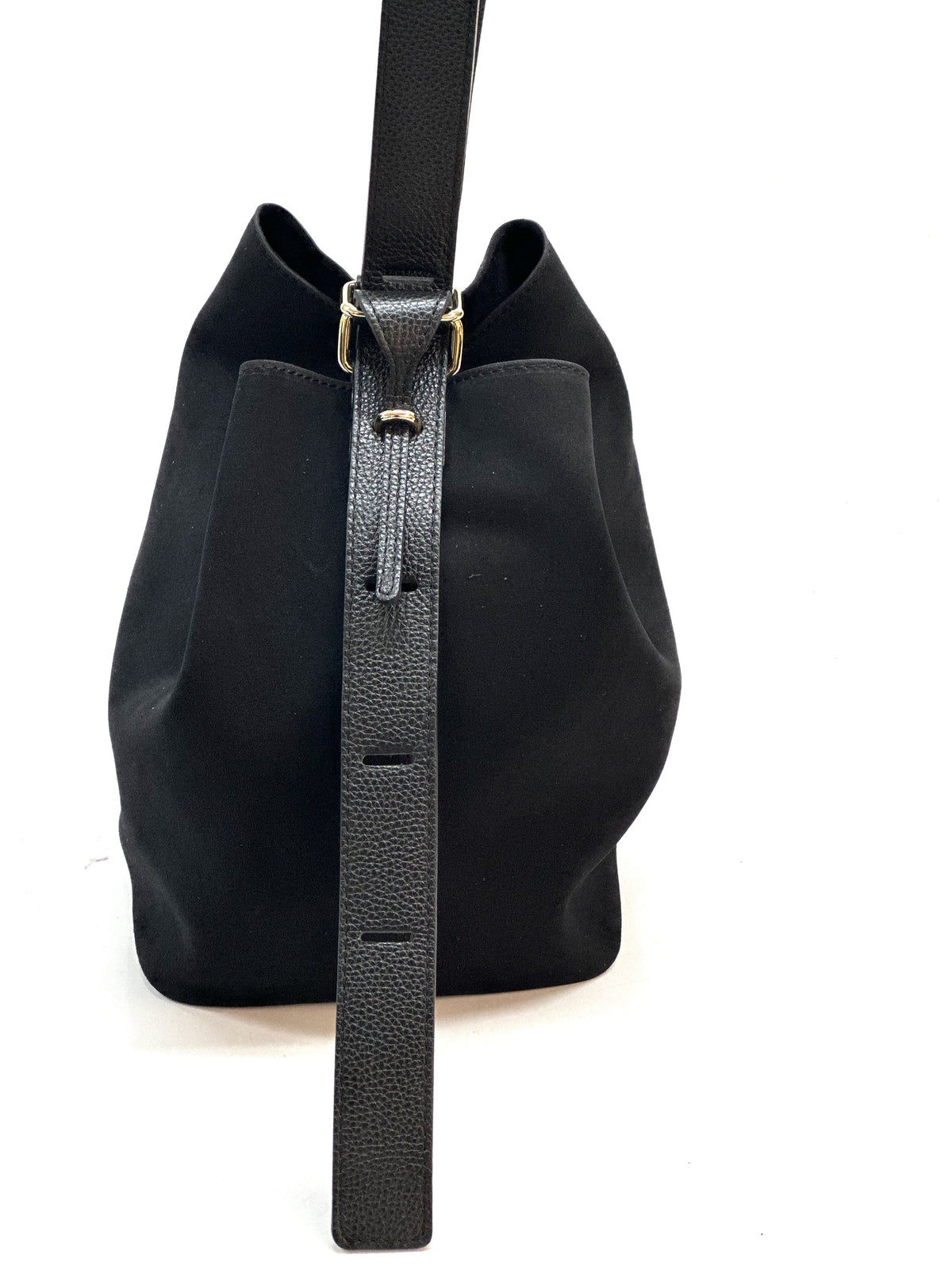 HE1132 Black Suede Bucket Bag