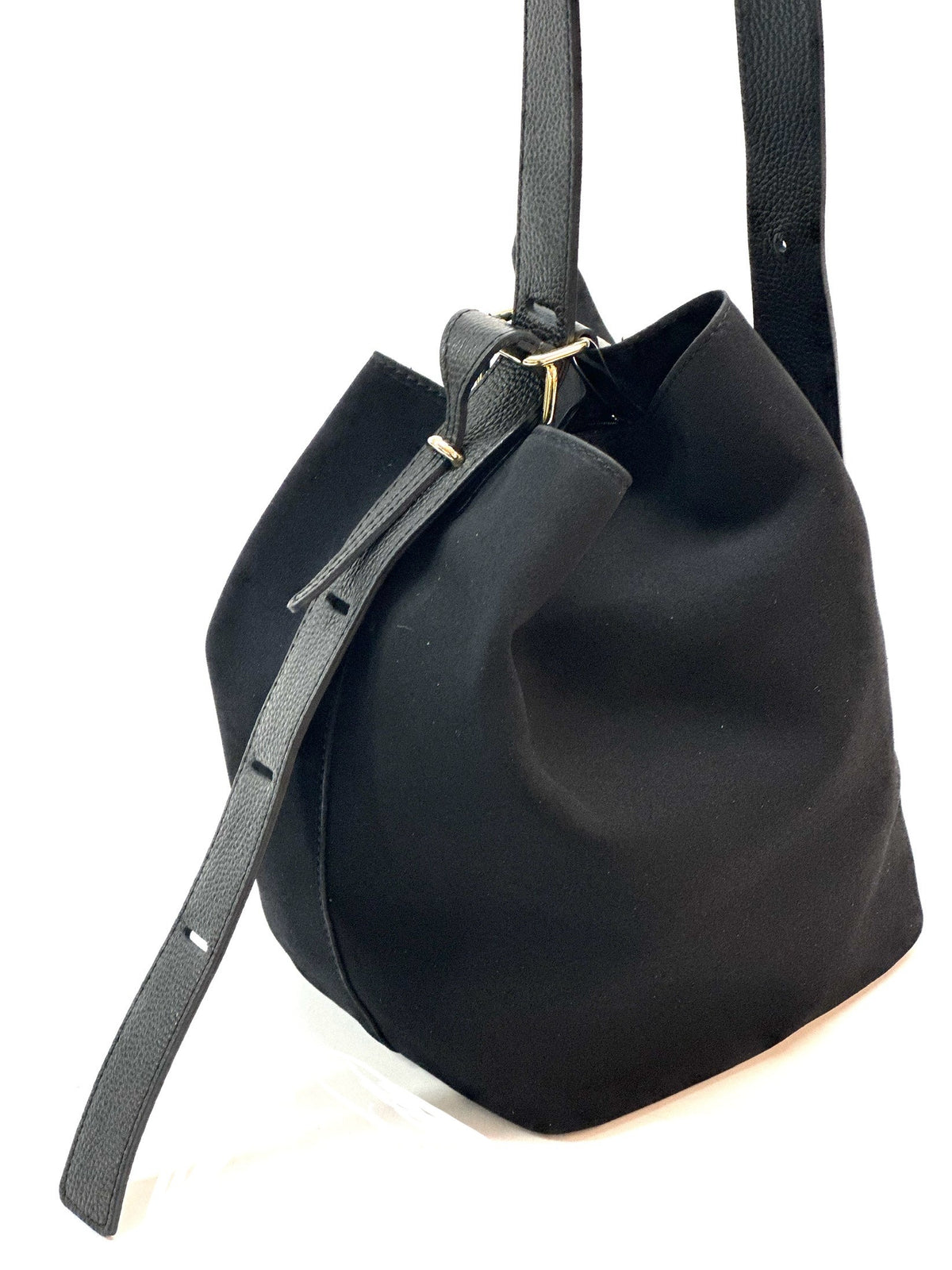 HE1132 Black Suede Bucket Bag
