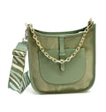 HE1133 Sage Green Chain Suede Crossbody Bag