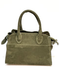 HE1134 Military Green Suede Top Handle Bag