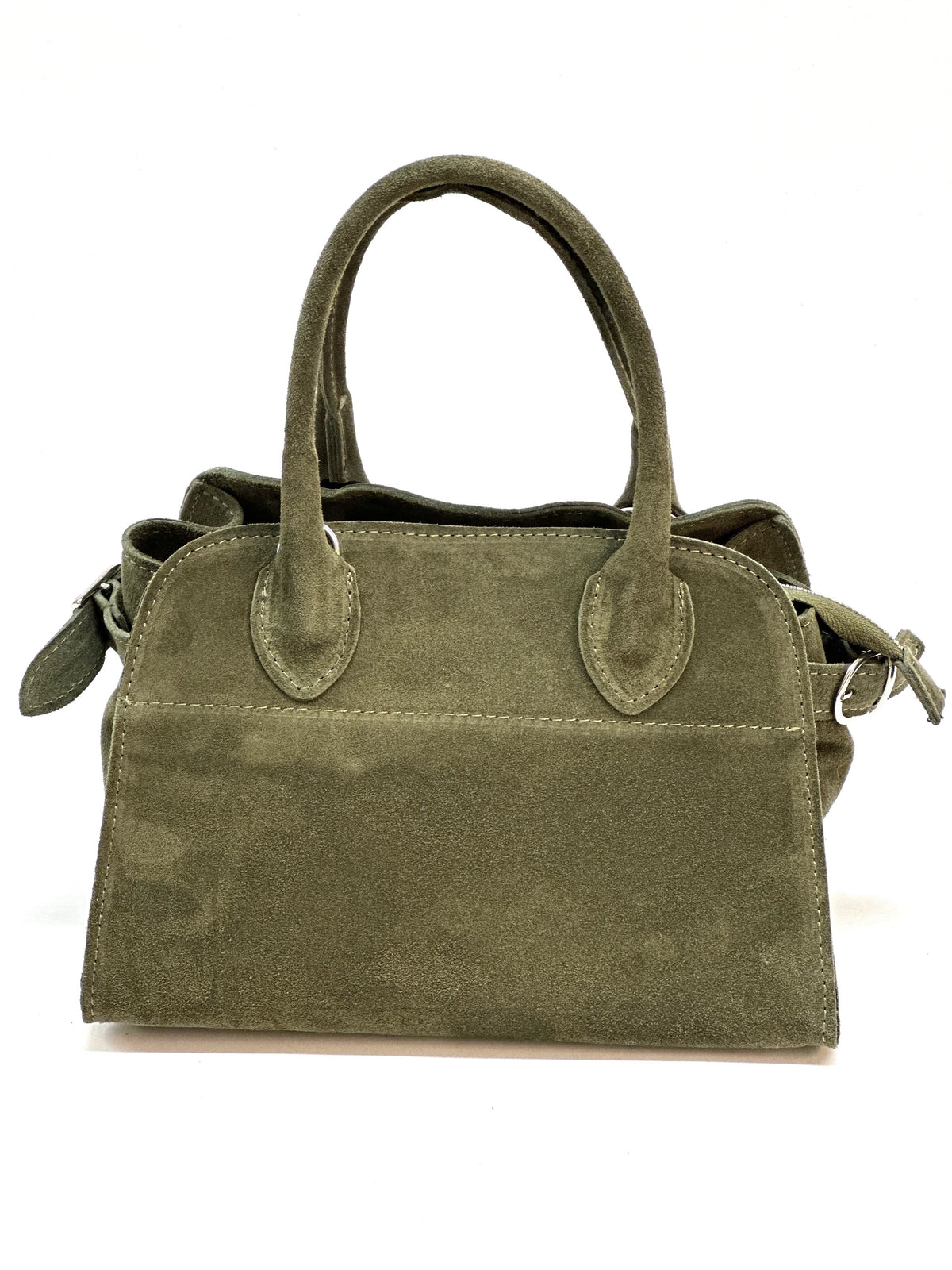 HE1134 Military Green Suede Top Handle Bag