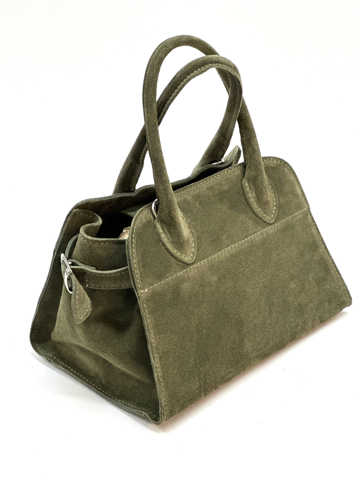HE1134 Military Green Suede Top Handle Bag